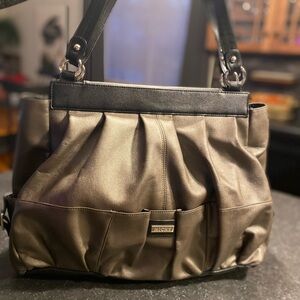 Black Pleated Handbag with Straps